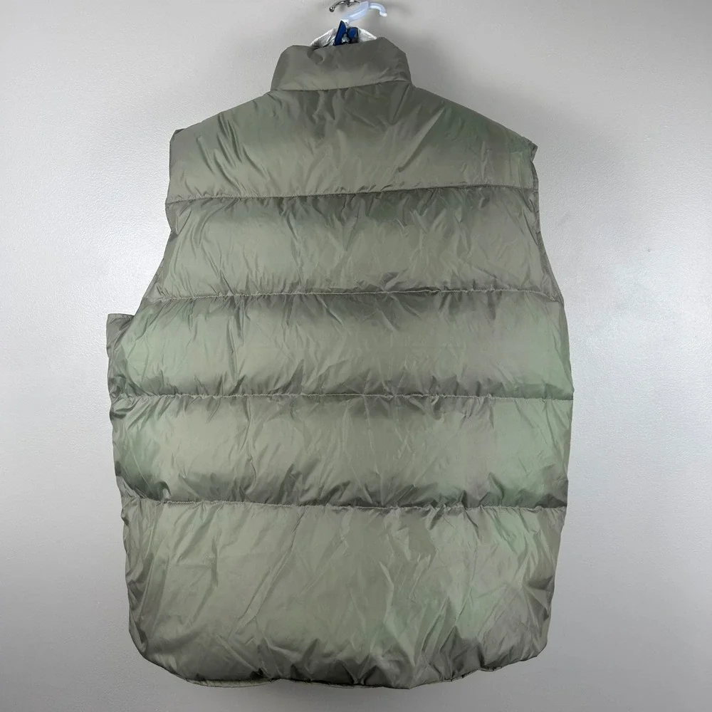 Joseph Abboud Mens Reversible Down Puffer Vest XL Green Taupe Full Zip Outdoor